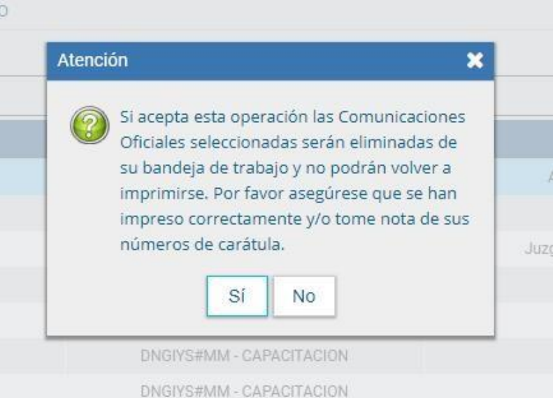 Mensaje Eliminación CO