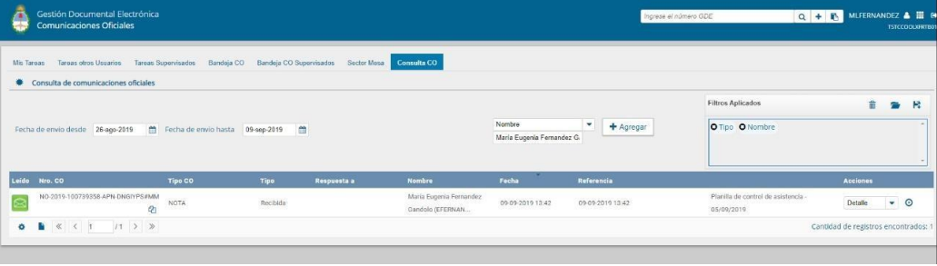 Resultado consulta