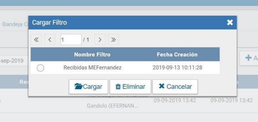 Cargar filtro guardado