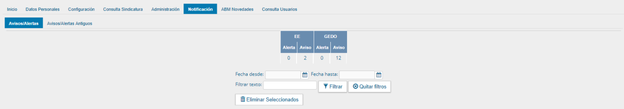 Pantalla de notificaciones